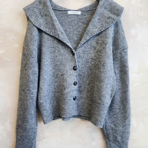 그레이 빅카라 니트 가디건
