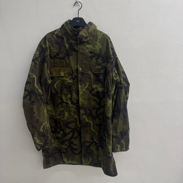 90S 빈티지 체코 육군 코트 남성 파카 밀리터리 카모 자켓