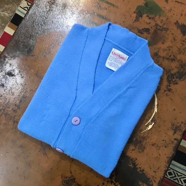 USA VTG 딥 스카이 블루 포스트맨 가디건 여성 66 남성 100