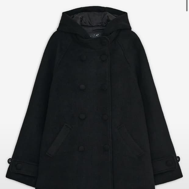 허그유어스킨 후드 하프 코트 블랙 