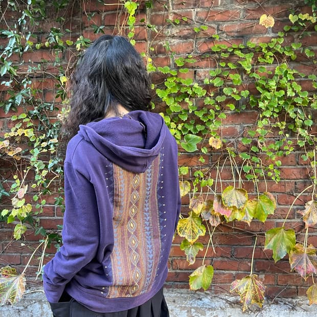 보라 히피문양 프린팅 후드 집업