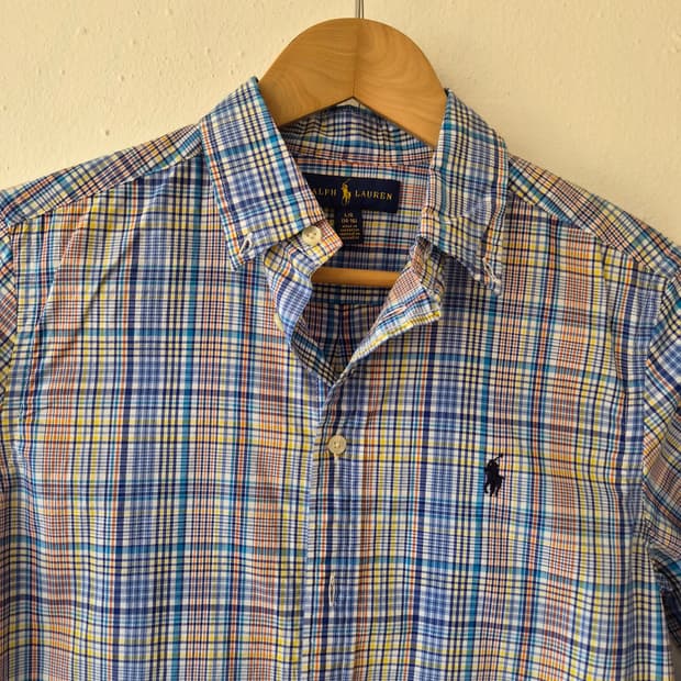 랄프로렌 폴로 키즈(여성가능) 체크코튼긴팔셔츠 L사이즈