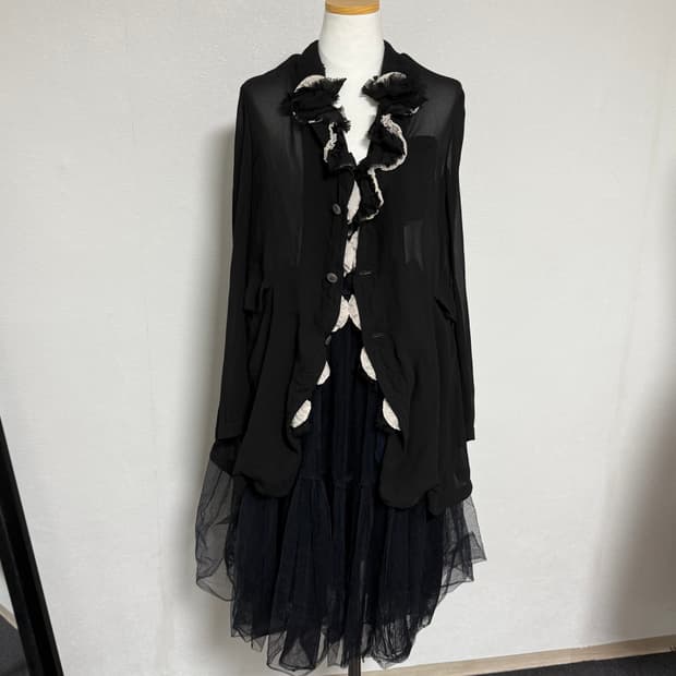 14ss 꼼데가르송 꼼데가르송 오간자 프릴 시스루자켓m