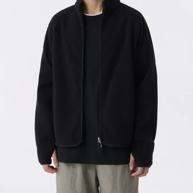 (XL) 무탠다드 폴라 플리스 래글런 하이넥 재킷 [블랙]