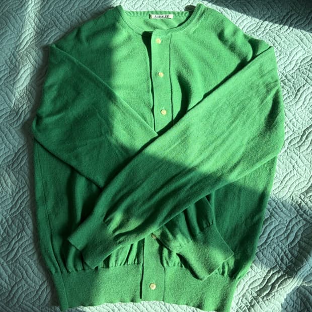 오라리 Auralee 하드트위스트 니트 가디건 그린 4사이즈