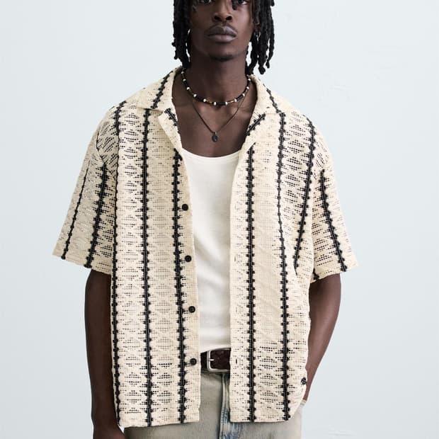 자라 크로셰 스트럭처 아이보리 셔츠 남방 S