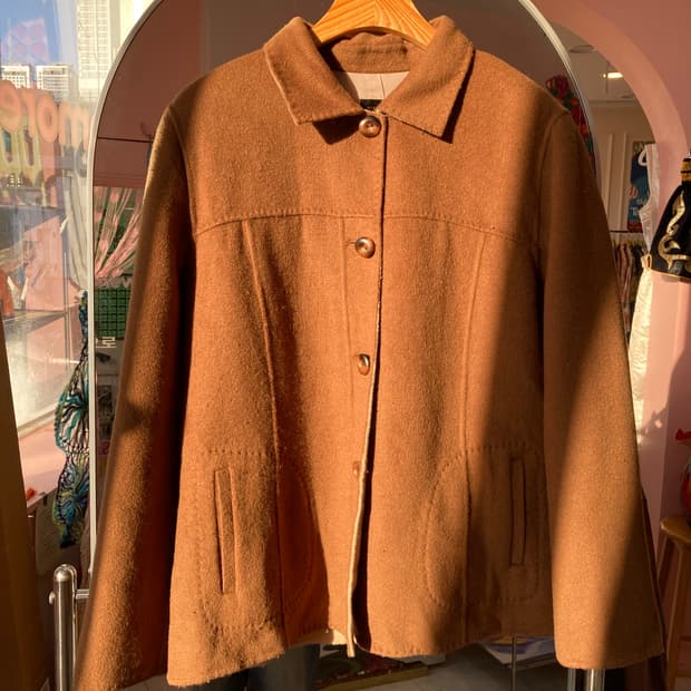 울 100% 모카 하프자켓