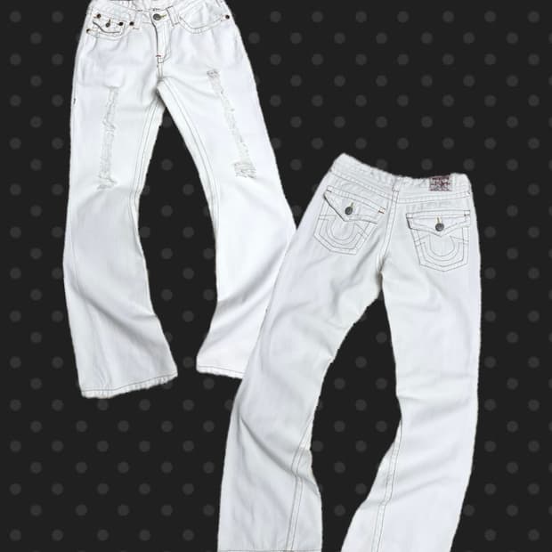 트루릴리전 부츠컷 화이트 데님팬츠 