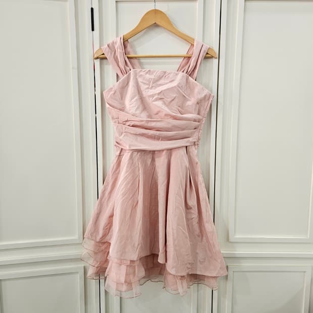 피치 베이비핑크 레이어드 튤 원피스