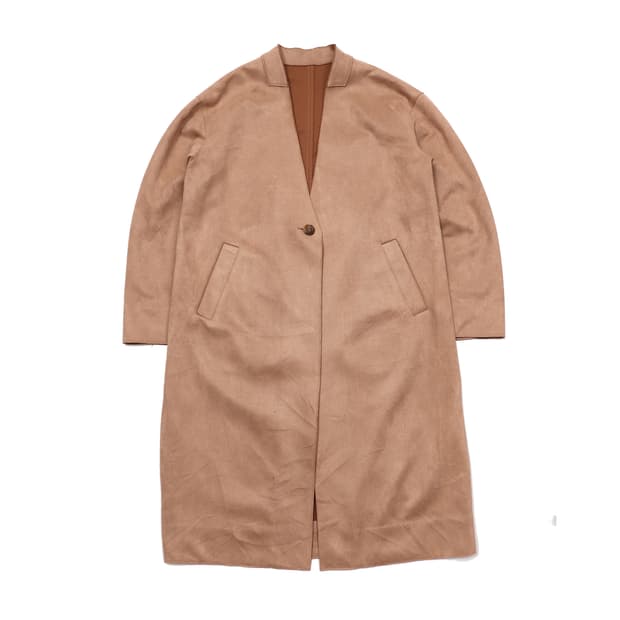 A DAY IN THE LIFE 노카라 원버튼 베이지 코트