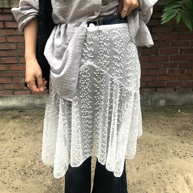 새상품) 튜프티 스팽글 레이어드 스커트