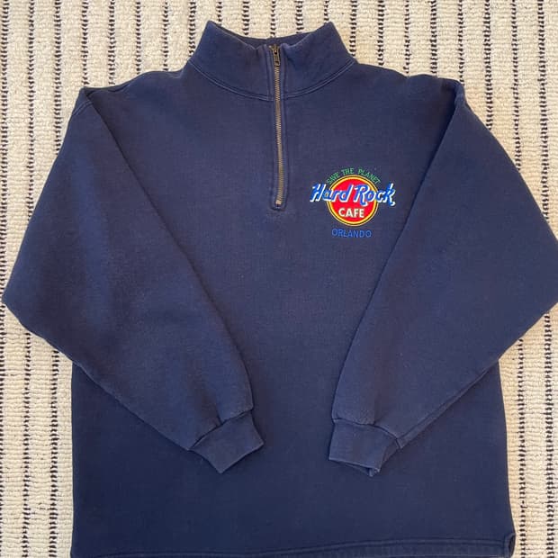 하드락카페 네이비 반집업 맨투맨