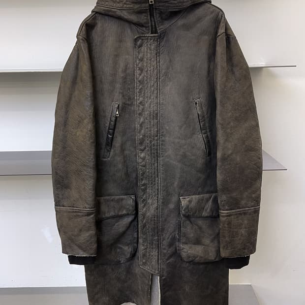 살바토레 산토로 이태리 베라 펠레 레더 후드 파카