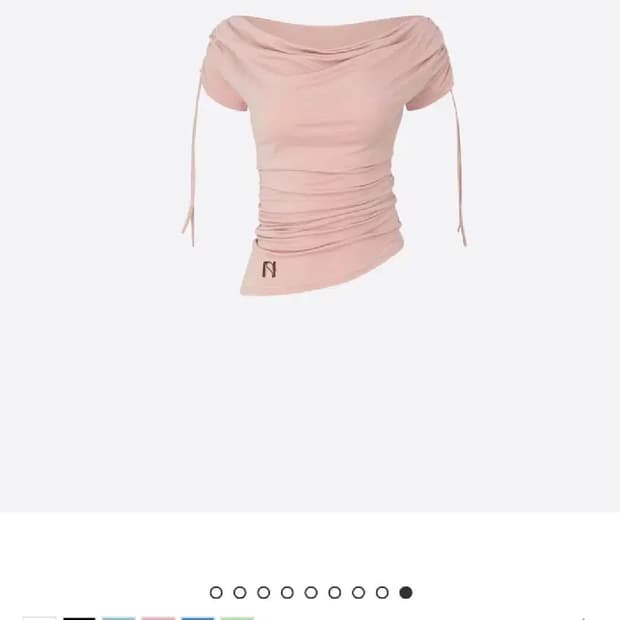 새상품 뉴얼린 미야오 썸머 드레이핑 셔링보트넥 탑 피치핑크 오프숄더