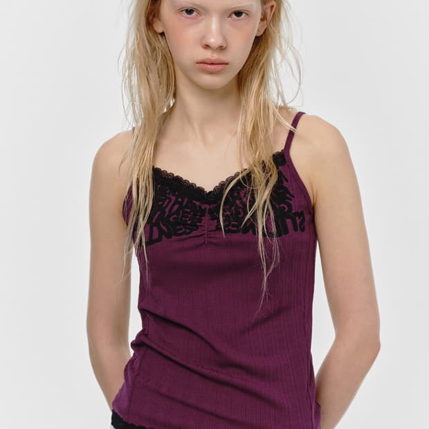 썬번프로젝트 LACE SHIRRING V-NECK SLEEVELESS T