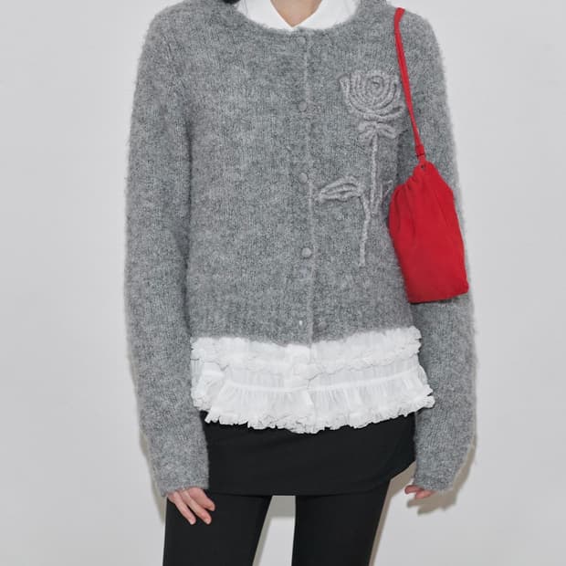 Sinoon rose flower cardigan(grey) 시눈 가디건