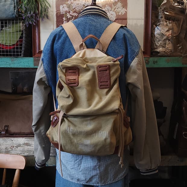 폴로 캔버스 레더 백팩 마운틴 백팩 랄프로렌 럭비 라인