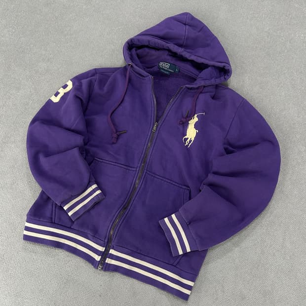 폴로 랄프로렌 퍼플 빅포니 후드집업 L