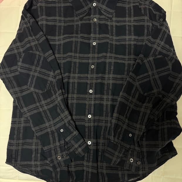 해칭룸 아카이브 셔츠 보일드 체크 다크 네이비 블랙 남방 3