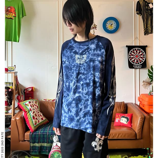 Vintage Tribal Flame Tie-Dye Long Sleeve