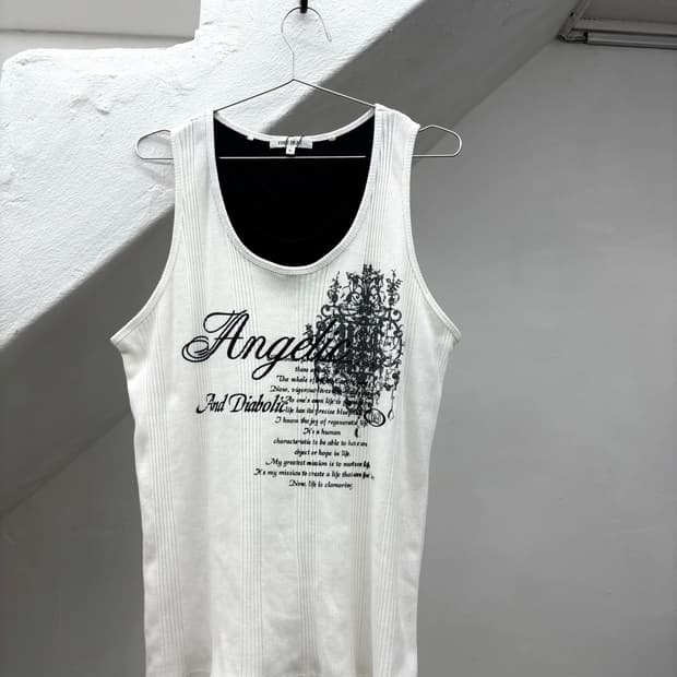 Gothic print ribbed sleeveless  