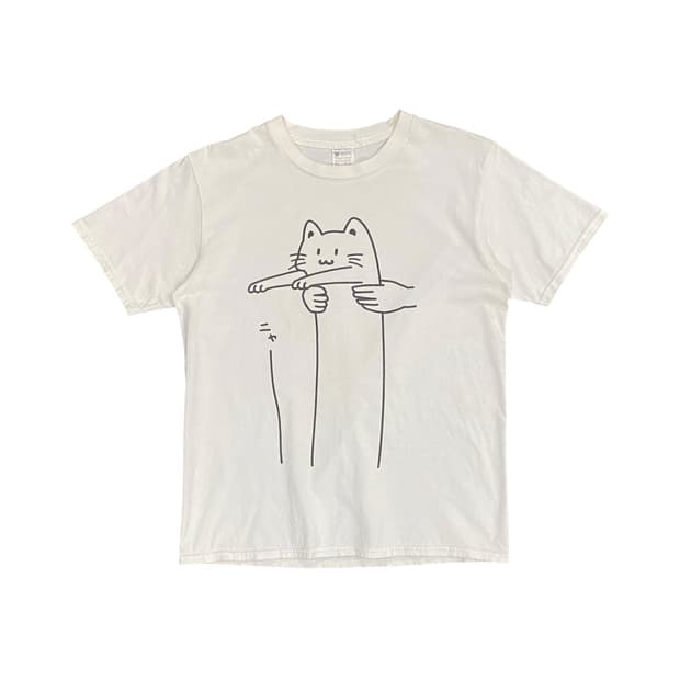 Japanese vtg 고양이 프린팅 반팔 티셔츠