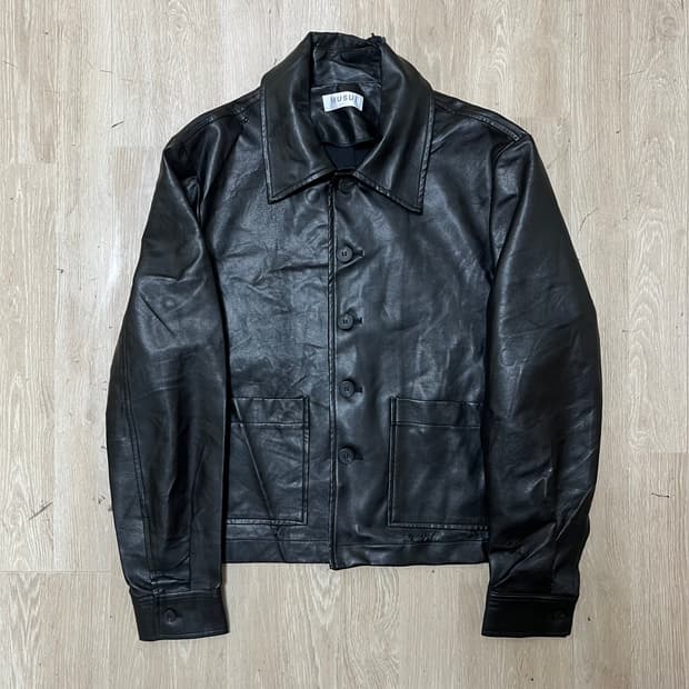 MUSUI 남성 싱글 포켓 가죽 자켓 FREE
