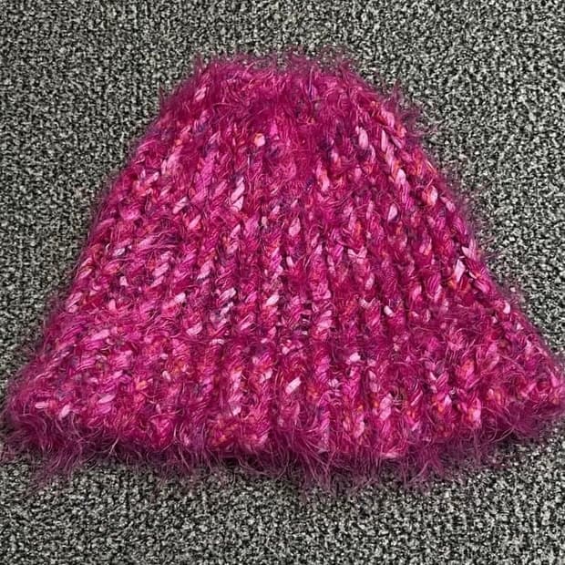 핫핑크 앙고라 비니