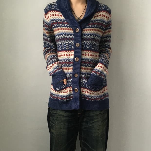 Nordic pattern knit cardigan
