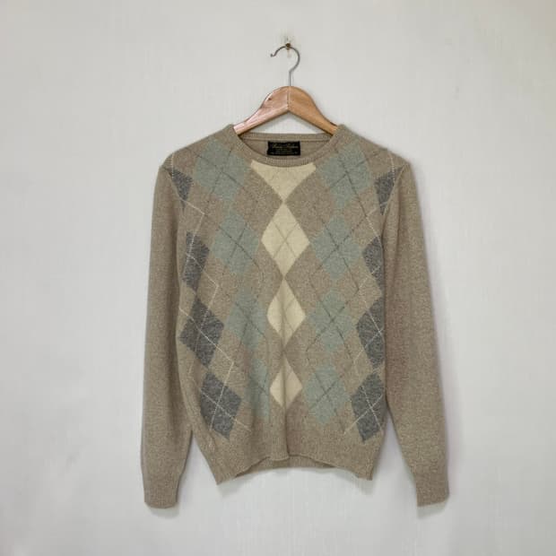 브룩스브라더스 아가일 램스울 긴팔 빈티지 니트 여성 36