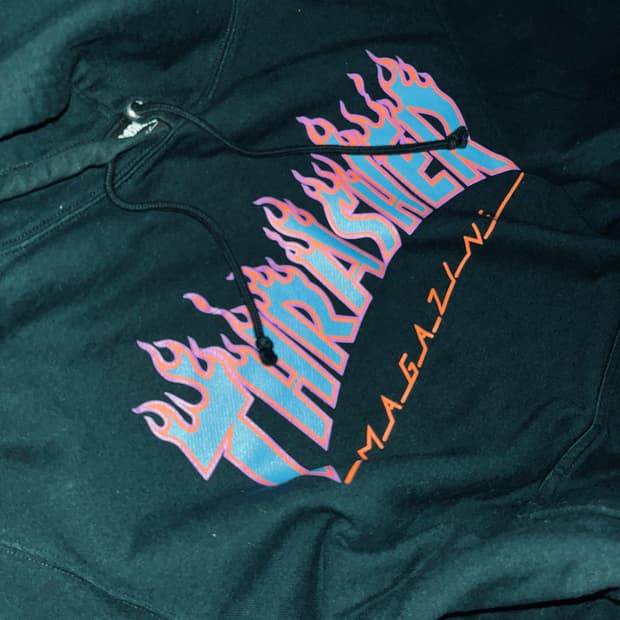 thrasher flame logo hoodie