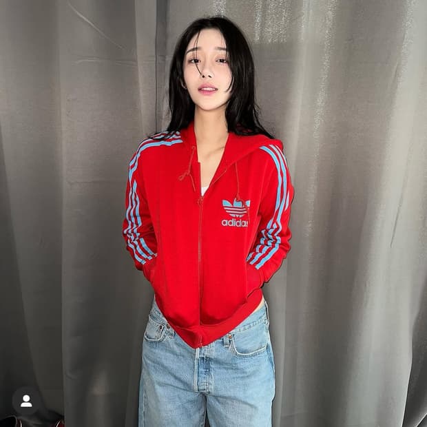 아디다스 y2k 파이어버드 트랙탑 후드집업 Red&Blue