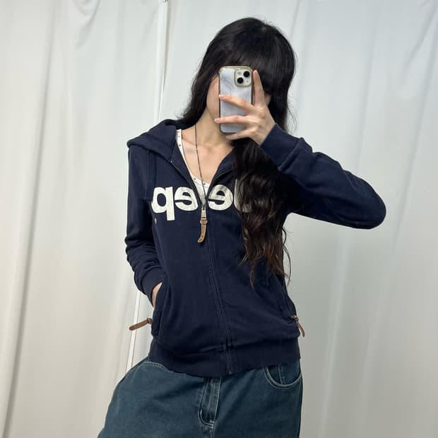 JEEP navy hood zip-up (프린팅 갈라짐) 