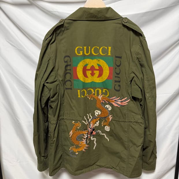 [52/정품] 구찌 드래곤 프린팅 밀리터리 자켓 야상자켓