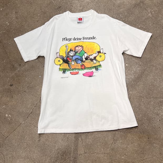 90’s 헤인즈 Janosch Pfledge Deine Freund티셔츠