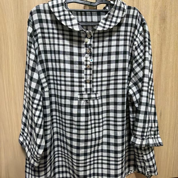모리걸 체크 단추디테일 블라우스 셔츠 스즈코