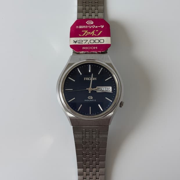 리코 1980년대 네이비 다이얼 실버 리쿼츠 남성 데드스탁