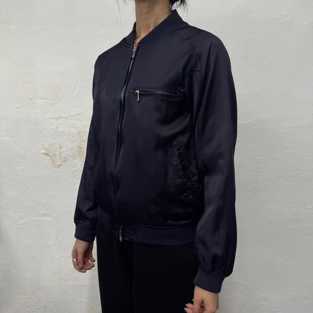 니들스(NEEDLES) 다크퍼플컬러 레이온 혼방 블루종 자켓