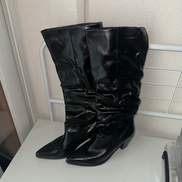 갸루 글로시 셔링 롱부츠 250