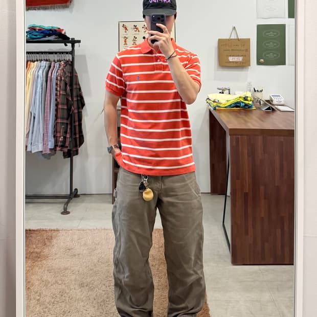 00s Polo RL 폴로 랄프로렌 스트라이프 카라티 pk 반팔 티셔츠