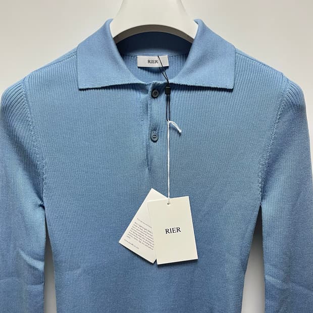 [S,M,L]리에르 Rib 실크 폴로 니트/블루