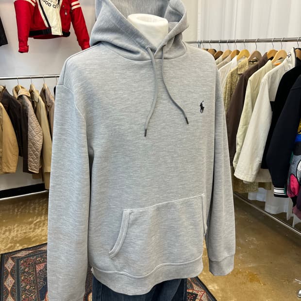폴로 랄프 로렌 포니 로고 후드티 그레이
