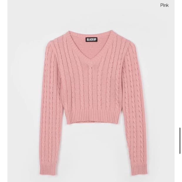 블랙업 프린느 꽈배기 크롭 니트 핑크