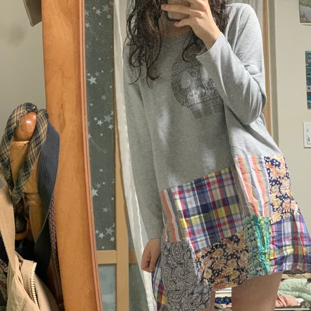 티티카카 해골 패치워크 원피스 히피 에스닉 하구미 오일릴리