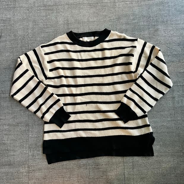 Grove 그로브 하구미모리걸 아메카지할메카지 스트라이프 니트스웨터