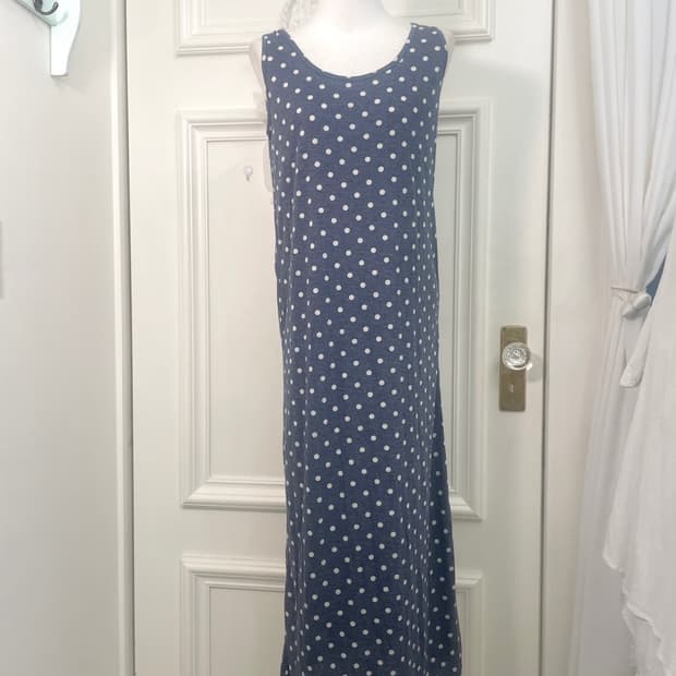 denim mood dot cotton sleeveless long op