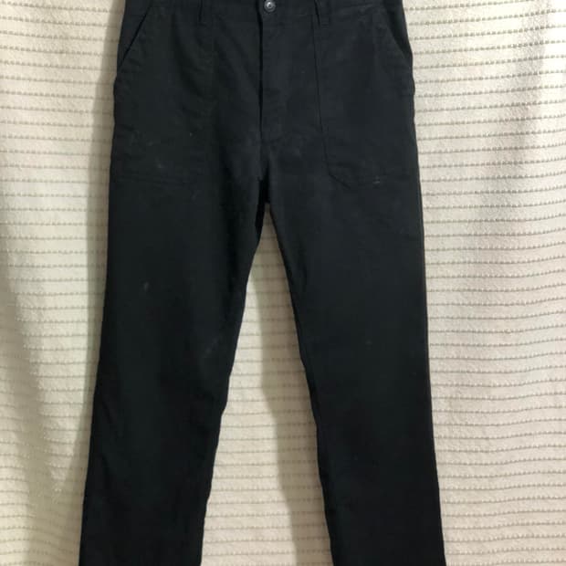 유니폼 브릿지 퍼티크 포인트 블랙 코튼 팬츠 면바지