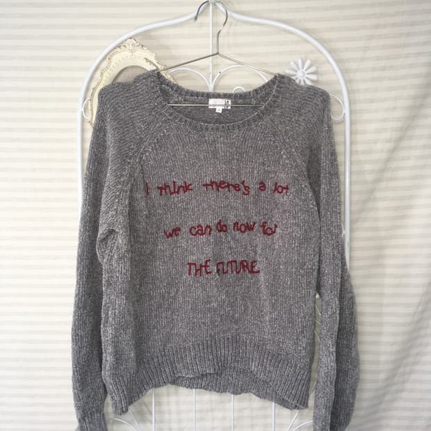 일본빈티지 차콜 윈터 레터링 니트