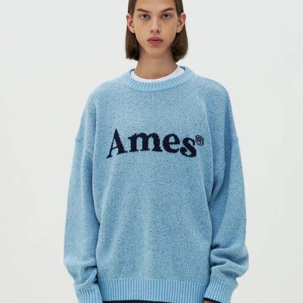 아메스 월드와이드 로고 니트 스카이블루/colored logo knit