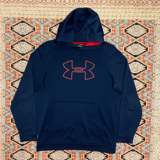 언더아머 시그니처로고 네이비 플리스 후드티셔츠 남성M